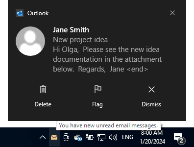 New received mail in Outlook for Microsoft 365 New received mail in Outlook 365
