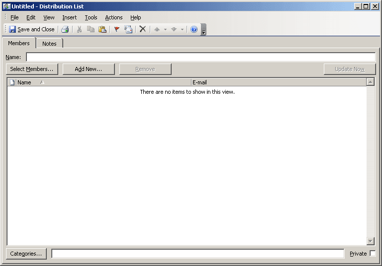 Distribution List in Outlook 2003