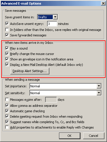 Advanced E-mail Options in Outlook 2003