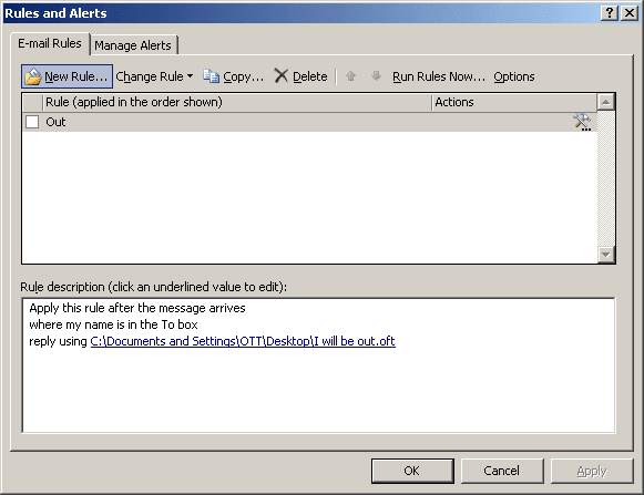 Rules and Alerts in Outlook 2003