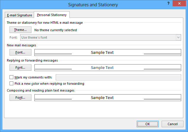 Signatures and Stationery in Outlook 2013