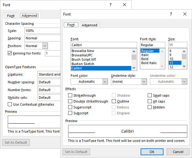 Font in Composing and reading plain text messages Outlook 365
