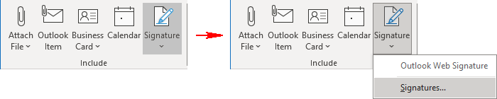 Signature button in Classic ribbon 2 Outlook 365