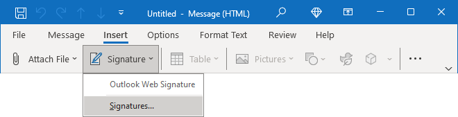 Signatures in Simplified ribbon Outlook 365