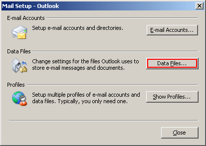 Data Files in Outlook 2003