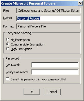 Personal Folders in Outlook 2003