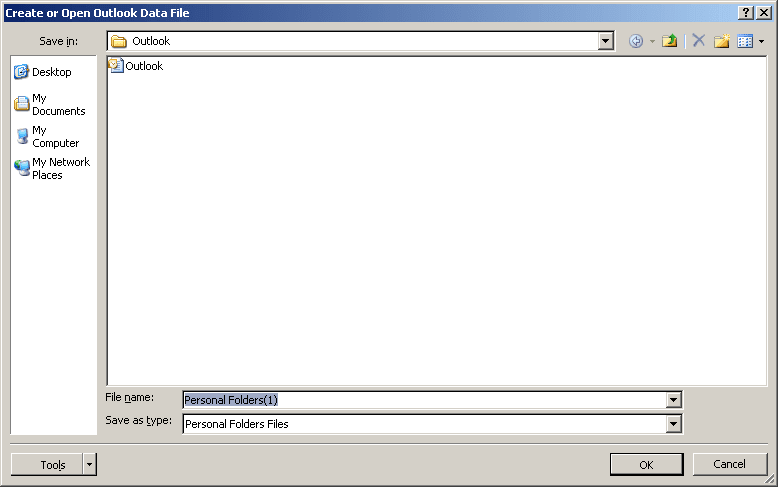 Create or Open Outlook 2007 Data File