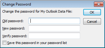 Change Password in Outlook 2010 Data File Settings