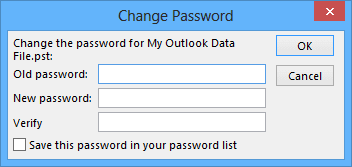Change Password in Outlook 2013 Data File Settings