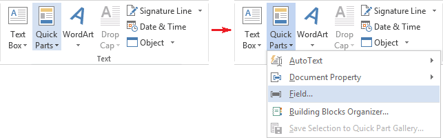 Text group in Word 2013