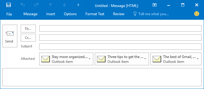Forward multiple E-mails in Outlook 2016