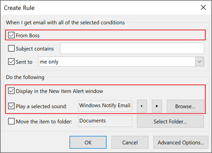 Create Rule in Outlook 365