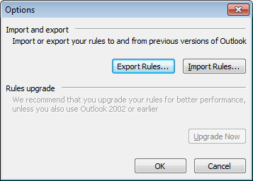 Rules and Alerts Options in Outlook 2010