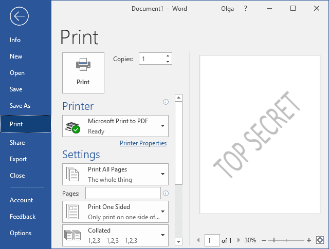 Print Watermark Word 2016 Print Watermark Word 2016