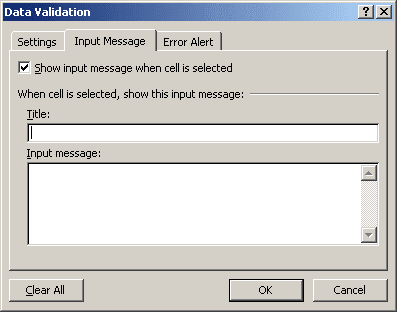 Message Validation in Excel 2007