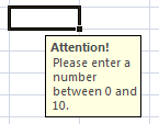 Input Message Validation in Excel 2007