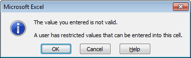 Information validation message example Excel 2010