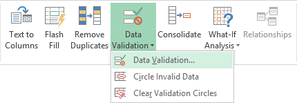 Data Validation list in Excel 2013