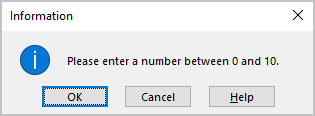 Information validation message example Excel 365