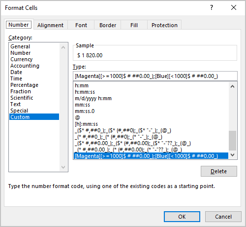 Cells formats in Excel 365