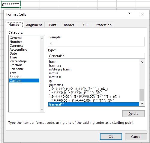 Custom cell format in Excel 365