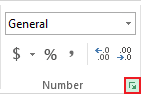 Number group in Excel 2013
