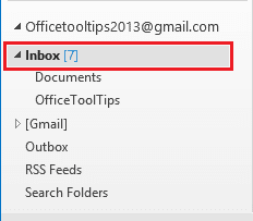 Total e-mails in Outlook 2013
