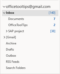 Total email messages in Outlook 365