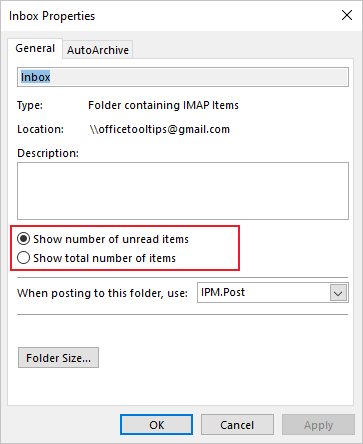 Folder Properties in Outlook for Microsoft 365 Folder Properties in Outlook 365