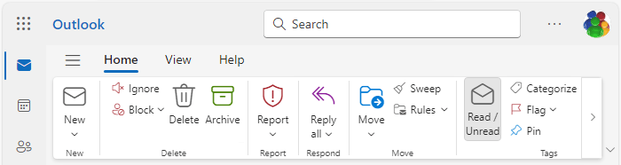 Read / Unread button in Classic ribbon Outlook for Web
