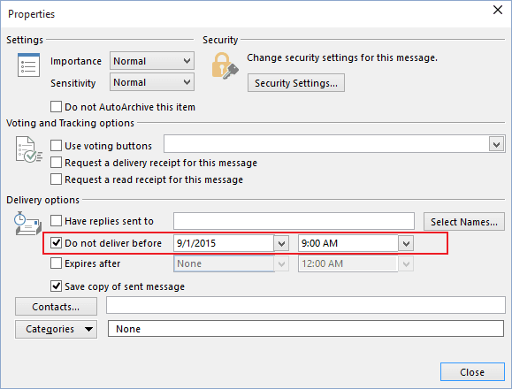 Message Options in Outlook 2016 Message Options in Outlook 2016