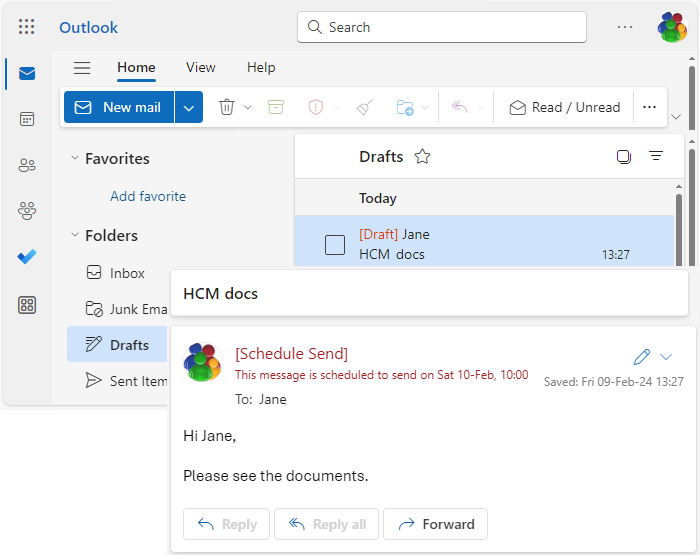 Message in the Drafts folder Outlook for Web Message in the Drafts folder Outlook for Web