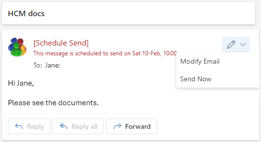 Schedule Send Options in message Outlook for Web
