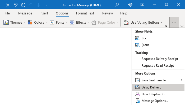 Delay Delivery in Simplified ribbon Outlook 365