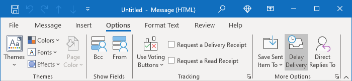 Delay Delivery in Classic ribbon Outlook 365