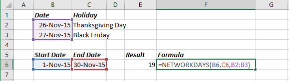 Number of days in Excel 2016