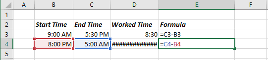 Formula in Excel 2016