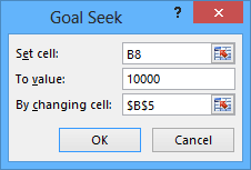 Goal Seek choose in Excel 2013