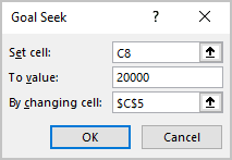 Goal Seek choose in Excel 365