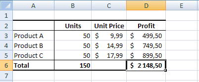 Example in Excel 2007