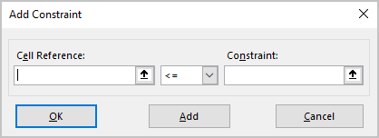 Add Constraint in Excel 365 