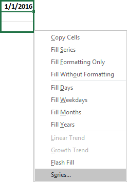 Data Series in popup in Excel 2016 Data Series in popup in Excel 2016