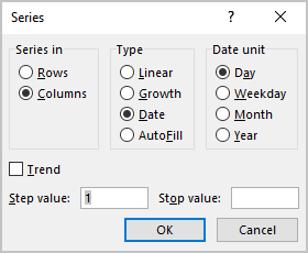 Series in Excel 365