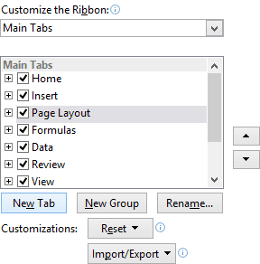 New Tab in Excel 2013