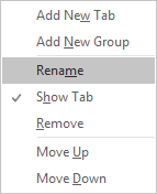 Tabs popup in Excel 2016