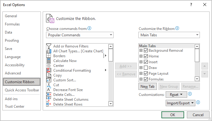 Customize the Ribbon in Excel for Microsoft 365 Customize the Ribbon in Excel 365