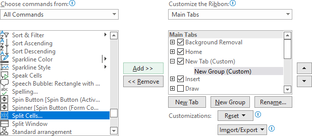 Add command in the group in Excel for Microsoft 365 Add command in the group in Excel 365