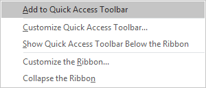 Popup for Quick Access toolbar in Excel 2016