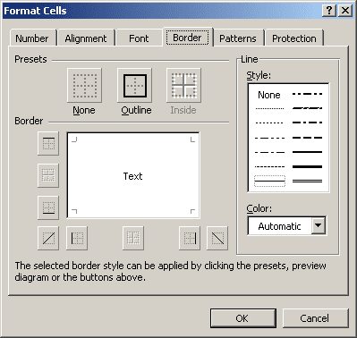 Format Cells in Excel 2003