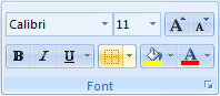 Font group in Excel 2007